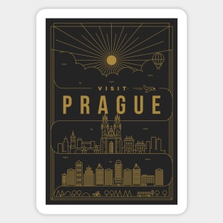 Prague Minimal Lineal Poster Sticker